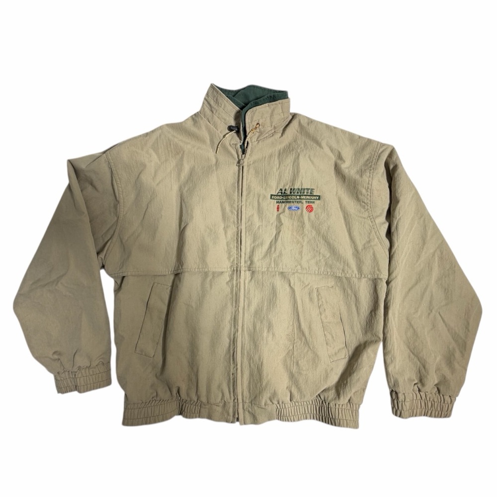 Vintage California Imperial Ford Bomber Jacket Mens XL Tan Full Zip Made in USA